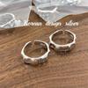 Anillo de Dedo Índice Estilo Blogger Ins Coreano Plata de Ley S925 Anillo Abierto de Textura Asimétrica para Mujer