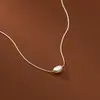 Collar de perlas de agua dulce con diseño de nicho coreano para mujer, colgante de perla barroca cuadrada de forma especial, cadena de clavícula para mujer