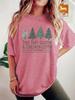 Estación Independiente Europea y Americana Transfronteriza Camiseta Elegante para Mujer en Stock Patrón de Árbol Árbol de Navidad Estampado Verano Nuevo Manga Corta