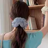 Goma para el pelo scrunchie blanca con lunares estilo coreano para mujer, Lazo para moño estilo perezoso, Accesorio para el pelo grande y elegante