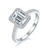 Anillo de diamante morado talla esmeralda de 6*8 mm más vendido transfronterizo de Europa y Estados Unidos para mujer, anillo de plata S925 chapado en oro de 18k