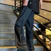 Moda de Calle Alta Americana Jeans Acampanados de Doble Uso Verano Sueltos Casual Pierna Recta Frescos Pantalones de Pierna Ancha para Hombres