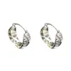 Pendientes Minimalistas Japoneses y Coreanos de Doble Círculo con Textura Cruzada, Clips para Orejas de Círculo Plateado Brillante, Pendientes para el Viaje Diario
