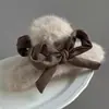 Moda Outono e Inverno Presilha de Cabelo Laço de Pelo de Coelho para Mulheres, Presilha Grande de Tubarão Grampo de Cabelo de Pelúcia para Penteado no Topo da Cabeça
