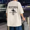 Camiseta de Manga Corta para Hombre, Marca de Moda, Ajuste Holgado de Verano, Manga de Tres Cuartos, Nuevo Estilo 2025, Moda de Celebridad de Internet, Top Sencillo Estampado