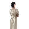 Verano Elegante Color Sólido Hombro Descubierto Holgado Cintura con Cordón Manga Burbuja Vestido Largo