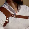 Cinturón de tirantes calado ZIZ, faja de cuero para la cintura, accesorio de camisa integrado estilo punk para hombre para ropa exterior