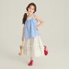 Ropa Infantil Emo Beibei Camisa de Muñeca a Cuadros Azul y Blanco Fresco para Niña Top Camisola de Dos Piezas Falso para Verano