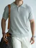 Estilo Old Money Camisa Polo de Punto Transpirable que Absorbe la Humedad de Lino y Lyocell Italiano para Hombre 2026 Manga Corta Casual Ligera para Negocios