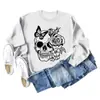 Estação independente Amazon wish caveira borboleta rosa, moda europeia e americana camisa de manga comprida feminina novo suéter atacado