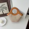 Deslocamento Transfronteiriço para o Trabalho 2026 Nova Textura Tecida Moda Estilo Férias Cesta de Piquenique Bolsa de Ombro de Praia Bolsa Transversal Feminina