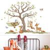 Pegatinas de pared con diseño de oso de dibujos animados, zorro pequeño, columpio, árbol creativo, para habitación infantil, dormitorio, guardería, papel pintado decorativo autoadhesivo