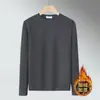 Camiseta de manga longa de veludo dupla face para liquidação, roupa íntima térmica masculina outono e inverno, nova camisa base de veludo alemão lixado 2024