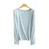 Camiseta Interior Auto-Calentable de Acrílico para Mujer, Nuevo Estilo Otoño e Invierno, Cuello de Una Línea, Corte Ajustado, Camiseta de Manga Larga Cálida para Mujer