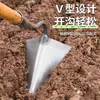 Enxada triangular de aço manganês, arado puxado à mão, enxada para revolver a terra, jardinagem, fazer valas e arar; uma ferramenta agrícola espessada, enxada triangular