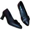 Zapatos Planos de Piel Suave Tacones Altos para Mujer 2026 Otoño Nuevo Estilo Cómodos Suela Suave Transpirables Zapatos de Trabajo de Piel Tacón Grueso Zapatos para Madre