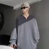 Camiseta Pequeña de Manga Larga con Cuello en V para Hombre en Otoño e Invierno, Top Casual de Jacquard de Alta Gama Talla Grande, Sudadera Holgada de Moda, Blanco