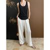 Pantalones rectos con cintura elástica y estampado oscuro de jacquard, estilo nacional, con hebilla redonda de perla china, SN5467