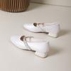 Zapatos Franceses de Tacón Grueso de Una Sola Tira con Pedrería para Mujer 2025 Nuevo Verano Punta Cuadrada Tacón Medio Bajo Mary Jane Zapatos Pequeños de Piel