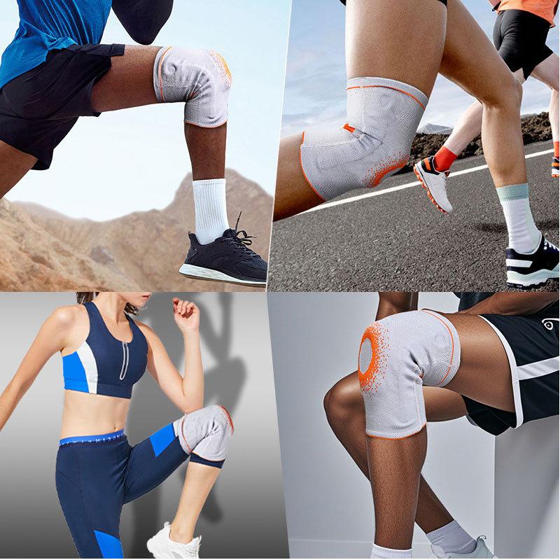 运动护膝logo亚马逊爆款跨境运动护具弹力透气针织膝盖套骑行篮球足球跑步支撑胶垫圈护膝