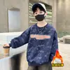Roupas Infantis Moletom de Inverno para Meninos 2026 Novo Estilo Outono e Inverno para Crianças Maiores, Moletom de Lã Tendência Estiloso para Meninos
