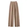 Nuevos Pantalones de Cachemir de Color Sólido de Pierna Ancha para Mujer Otoño/Invierno, de Cintura Alta, Adelgazantes, de Punto Recto, Casuales