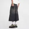 Jeans Vintage Lavados de Pierna Ancha para Hombre, Estilo Verano, Pantalones Rectos de Largo Medio, Shorts Casuales Sueltos con Mitad Elástico Cortos