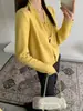 Elegante top de tricô estilo halter de duas peças para mulheres, novo estilo coreano outono 2026, top versátil casual de um botão