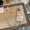 Super Fofa Menina Chorando Colorida com Contas Corrente Transversal para Celular Bolsa Pingente Estilo Ins Design de Nicho Pingente de Bolsa Corrente para Celular