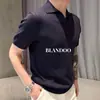 Polo de Punto Rayado de Manga Corta para Hombre, Polo de Verano con Cuello Campana, Corte Ajustado, Casual, Ligero, Moderno, Comercio Exterior, Venta al por Mayor Transfronteriza