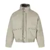 Chaqueta de Trabajo de Algodón Estilo Punk Vintage para Hombre, Engrosada y Cálida de Invierno, Abrigo de Algodón con Cuello Alto y Diseño de Piel Sintética tipo Visón y Remaches
