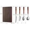 Acero Inoxidable 304 Palosanto Lijado Mango Inclinado Cuchillo, Tenedor y Cuchara Estilo Occidental Juego Caja de Regalo Cuchillo y Tenedor para Bistec de Restaurante Vajilla