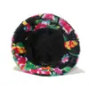 2025 Otoño e Invierno Nuevas Flores Floreciendo Riqueza Estampado de Peonía del Noreste Sombrero de Cuenca Relleno Sombrero de Pescador Flor de Imitación de Piel de Conejo para Mujer