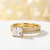 Anillo de Pareja Temu Xiyin de Moda y Elegante Transfronterizo Juego de Anillos de Plata S925 Incrustado con Moissanita Joyería de Mano Exquisita y Elegante