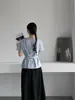 [Artículos en Rebaja, Sin Devoluciones ni Cambios] Elegante Blusa Coreana con Cuello en V y Cintura Ajustada para Mujer, Versátil Top Casual de Manga Corta con Diseño Único