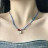 Dulce y Lindo Colgante de Vaca de Dibujos Animados Collar de Cuentas Pulsera Magnética de Cuentas Redondas Rojas y Perlas Blancas Simples y Modernas
