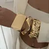 Diseño de Moda Transfronterizo Pulsera de Resorte Irregular Exagerada Ola Metal Ins Brillo Ancho Pulsera Moda