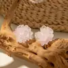 Joyería de Estilo Europeo y Americano, Pendientes Florales Frescos de Primavera y Verano, de Alta Gama y Etéreos, Pendientes de Botón Transparentes, Venta al por Mayor