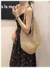 Bolso de Hombro Tejido para Viajes de Vacaciones, Bolso de Mano Retro de Malla Hueca, Bolso Simple Tejido