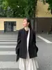 Blazer Retro con Hombreras Wanwei para Mujer Otoño 2025 Nuevo Cárdigan sin Botones Abrigo de Longitud Media P3836