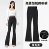 Calça pantalona estilo tubarão para mulheres, outono e inverno, forrada com fleece e espessa, cintura alta, modeladora, adequada para baixinhas, calça pantalona para yoga