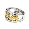 Anillo de elefante retro de tendencia europea y americana, anillo de titanio de acero dorado de personalidad, venta directa de fabricantes de joyería de acero de titanio Haiteng