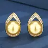 2025 nuevos pendientes Huabi de cobre chapado en oro con perla, temperamento, moda, 10 mm, al por mayor