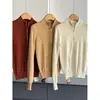 2026 Nuevo Suéter Corto de Punto Ajustado con Cuello Alto y Doble Cremallera Chaqueta para Mujer Venta al por Mayor H08AS16199