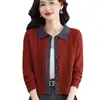 Cardigan de Punto con Bloques de Color y Cuello Solapa Otoño/Invierno 2026 Suéter Abrigo Holgado Casual Elegante Prenda Base