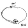 Tobillera Moderna de Acero de Titanio de Doble Cara con Corazón de Doble Capa para Mujer Chapada en Oro de 18K Nueva Versátil No se Desvanece de Moda Lujosa Accesible Tobillera