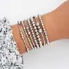 Joyería Popular Transfronteriza Estilo Europeo y Americano Impermeable Resistente al Desgaste Moda Sencillo Pulsera Elástica de Perlas Set de 7 Piezas