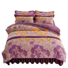 Conjunto de quatro peças de veludo de leite espesso, capa de edredom de fleece de coral dupla face, lençol e capa de edredom de flanela de fleece de mink dourado conjunto de três peças, atacado
