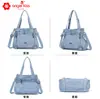 Bolso de Lona Lavada Angelkiss con Múltiples Bolsillos, Bolso de Mano de Moda Europea y Americana, Bolso de Hombro Grande de Capacidad Personalizado al por Mayor