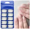 Parche para Uñas Portátil 120 Piezas Caja Azul Pequeña Parche de Arte para Uñas Color Sólido Mediano Largo Parche de Uña Falsa Cruzada Uñas Terminadas Portátiles Uñas Falsas
